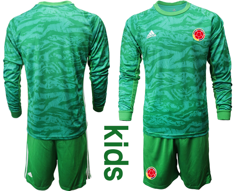Youth 2020-2021 Season National team Colombia goalkeeper Long sleeve green Soccer Jersey->brazil jersey->Soccer Country Jersey